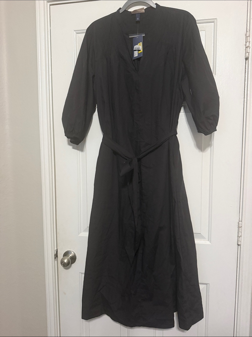 Universal Thread Black Maxi Shirt Dress with Tie Waist